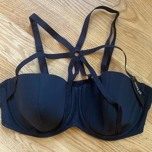 Adore Me Black strappy bra and panty set. New w/tags